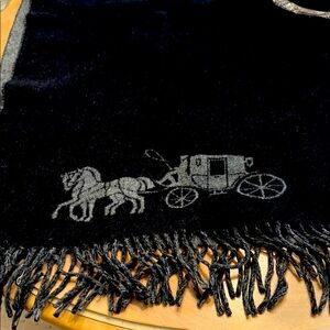 Coach Charcoal Gray Fringed Scarf